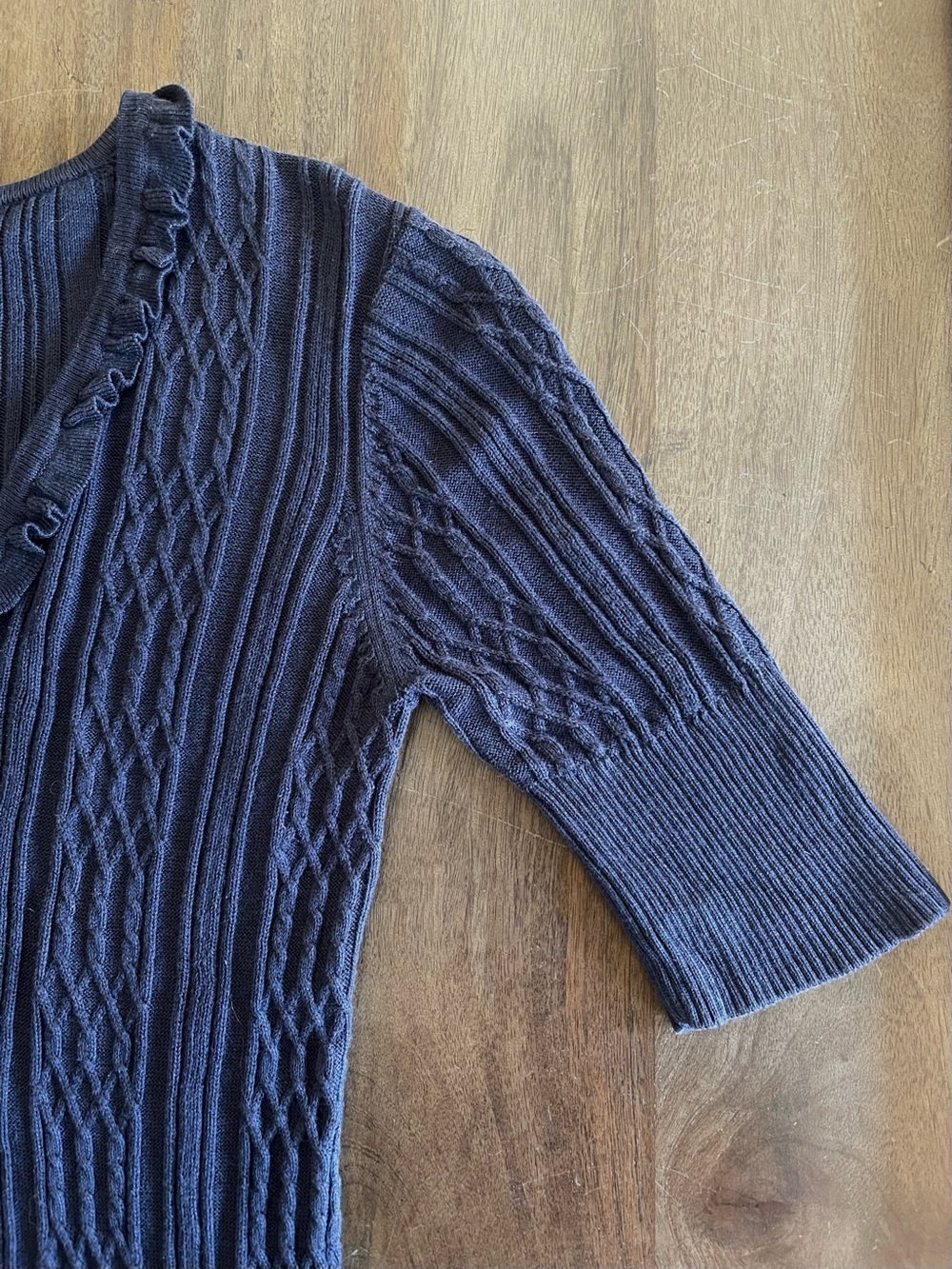 Brooks Brothers Navy Ruffle V‑Neck Knit Top - Picture 10 of 10